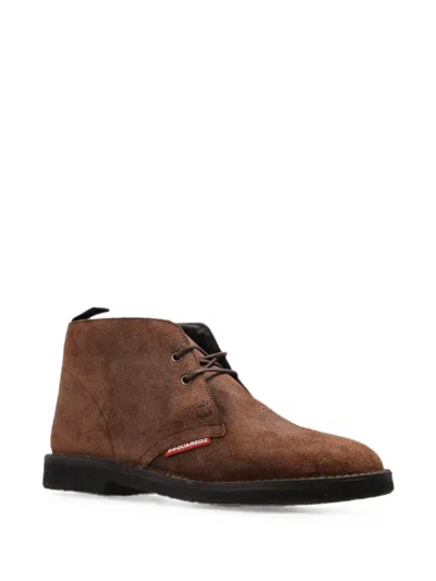 Dsquared2 Round-toe Ankle Boots In Brown
