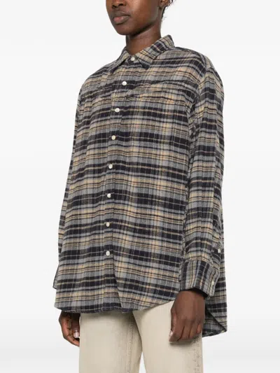 R13 Plaid-pattern Oversized Shirt In Black