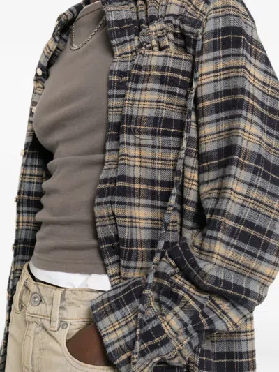 R13 Plaid-pattern Oversized Shirt In Black