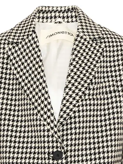 Simonetta Houndstooth Heart-patch Jacket In Multi