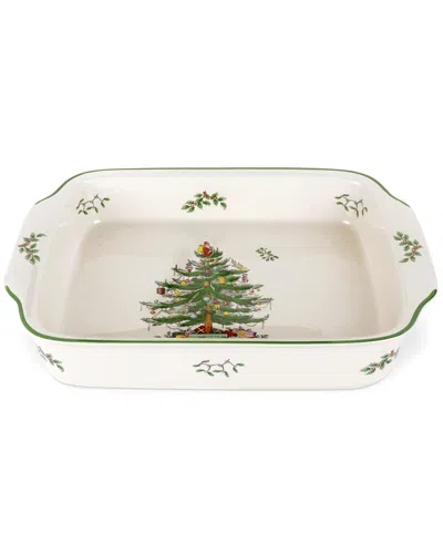 Spode Christmas Tree Rectangular Handled Dish In Multi