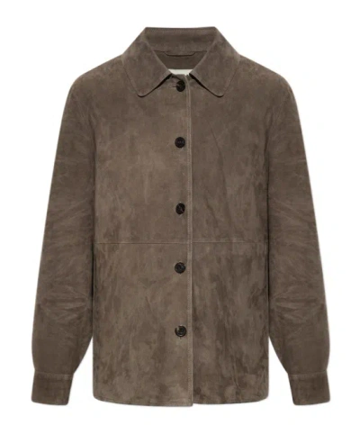 Arma Long-sleeve Leather Jacket In Brown
