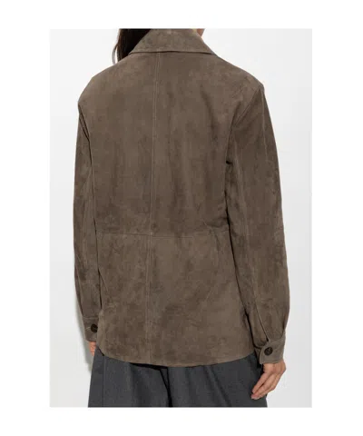 Arma Long-sleeve Leather Jacket In Brown