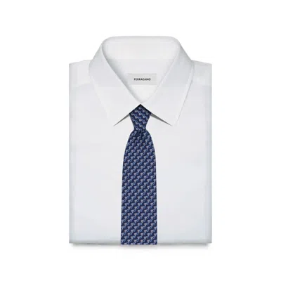 Ferragamo Owl-print Silk Tie In Blue