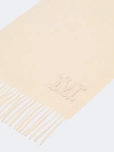 Max Mara Cashmere Stole With Monogram Embroidery In Neutral