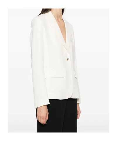 Twinset Single-breasted Blazer With Heart Pattern In White