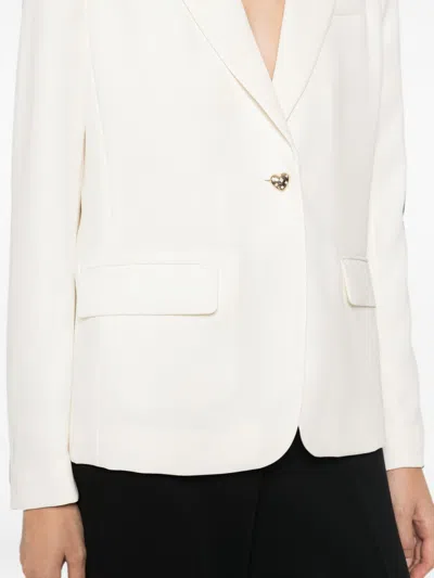 Twinset Single-breasted Blazer With Heart Pattern In White