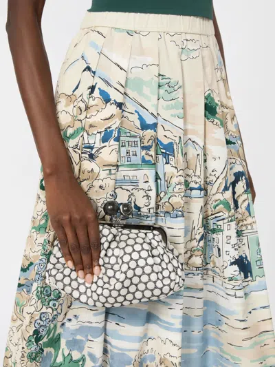 Weekend Max Mara Patterned Shoulder Bag In White