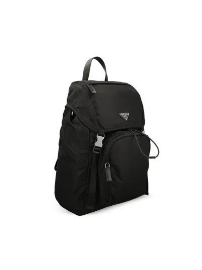 Prada Re-nylon And Saffiano Leather Backpack In Black