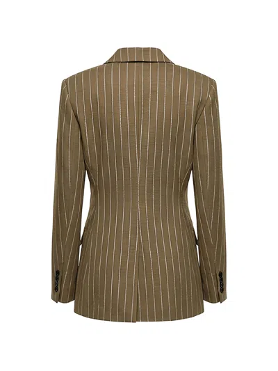 Max Mara Pinstripe Double-breasted Jacket In Brown