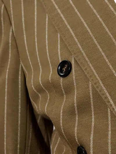 Max Mara Pinstripe Double-breasted Jacket In Brown