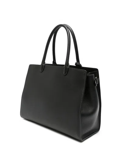 Prada Structured Leather Tote Bag In Black