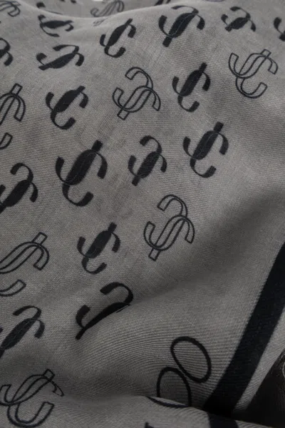 Jimmy Choo Patterned Scarf In Gray
