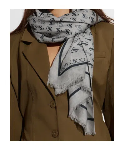 Jimmy Choo Patterned Scarf In Gray