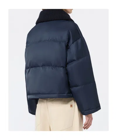 Weekend Max Mara Water-repellent Technical Twill Down Jacket In Blue