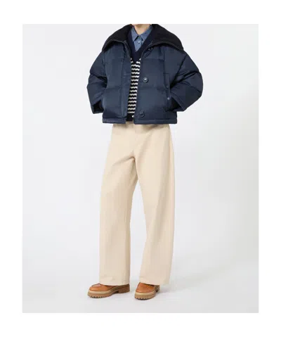 Weekend Max Mara Water-repellent Technical Twill Down Jacket In Blue