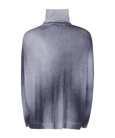 Avant Toi Gradient Effect High Neck Oversize Pullover With Slits In Gray