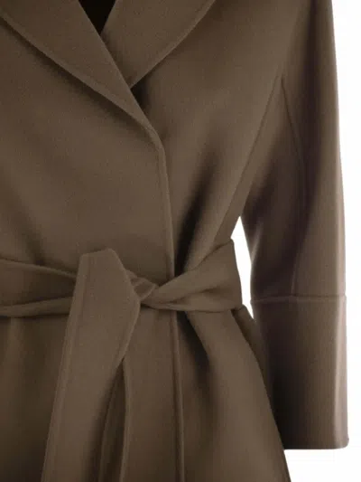 Max Mara Collared Long-sleeved Coat In Brown