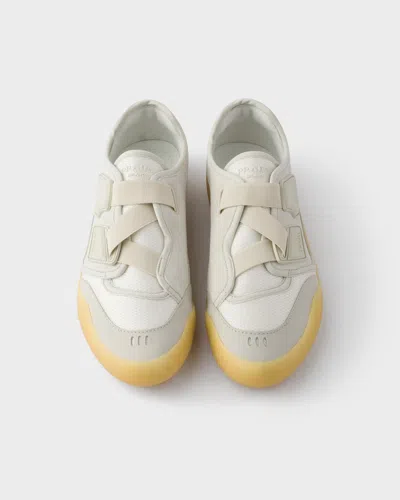 Prada Speedrock Technical Mesh And Leather Sneakers In White