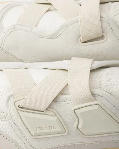 Prada Speedrock Technical Mesh And Leather Sneakers In White