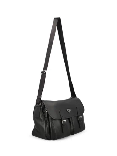 Prada Logo Shoulder Bag In Black