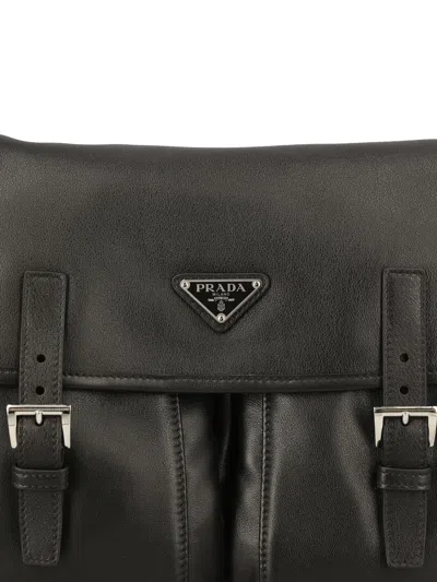 Prada Logo Shoulder Bag In Black