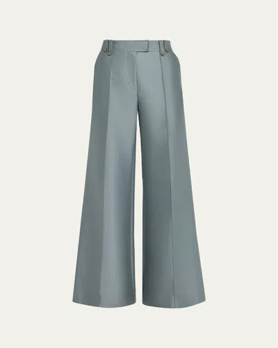 Zimmermann Valiant Structured Wide Flared Pants In Blue