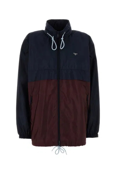Prada Two-tone Windbreaker High Collar In Multi