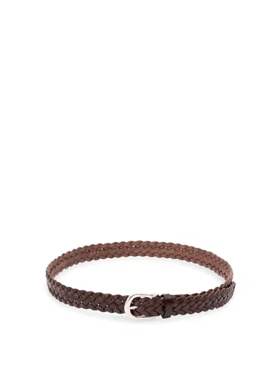 Anderson's Leather Woven Belt In Brown