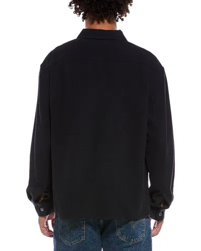 Frame Open Weave Long Sleeve Button Down Shirt In Dark Navy In Blue