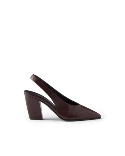 Prada Leather Slingback Pumps In Animal Print