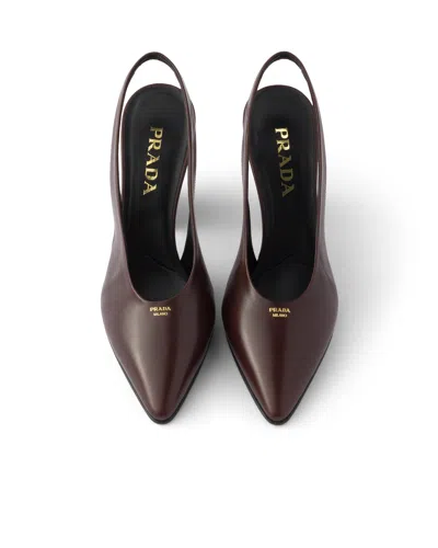 Prada Leather Slingback Pumps In Animal Print