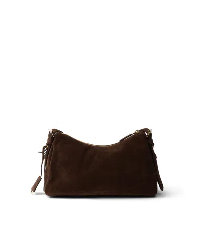 Prada Aimee Medium Suede Shoulder Bag In Brown