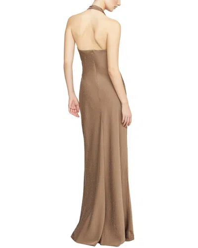 Halston Sid Satin Gown In Brown