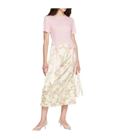 Simone Rocha Bow Tail Easy T-shirt In Pink