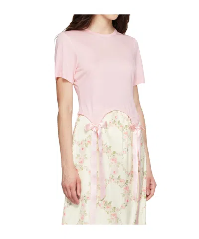 Simone Rocha Bow Tail Easy T-shirt In Pink