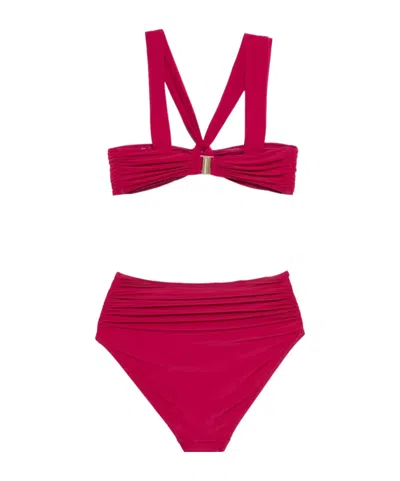 Zimmermann Ruched Clothing Bikini Set In Red