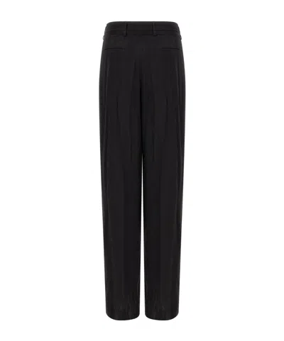 Dries Van Noten Peacha Tailored Pants Pleated Front Belt In Black