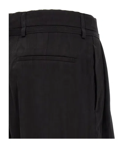 Dries Van Noten Peacha Tailored Pants Pleated Front Belt In Black