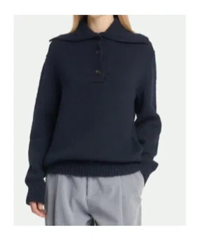 Malo Button-placket Spread-collar Sweater In Blue