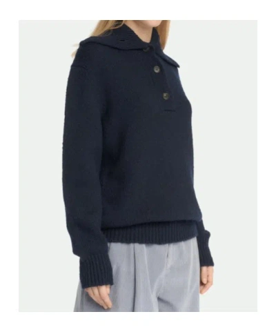 Malo Button-placket Spread-collar Sweater In Blue