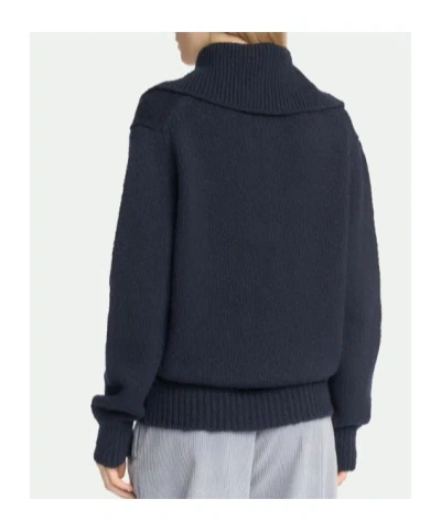 Malo Button-placket Spread-collar Sweater In Blue
