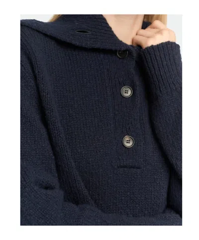 Malo Button-placket Spread-collar Sweater In Blue