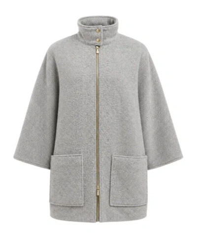 Eleventy Herringbone-pattern Single-breasted Coat In Gray