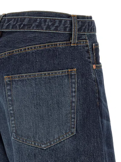 Sacai Belted Straight-leg Jeans In Brown