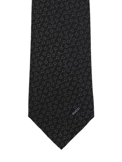 Gucci Patterned Tie In Black