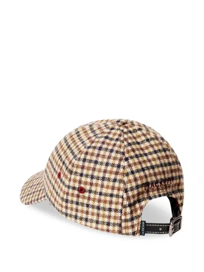 Hackett London Check-pattern Logo-embroidered Cap In Brown