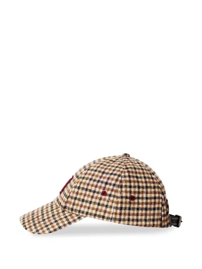 Hackett London Check-pattern Logo-embroidered Cap In Brown