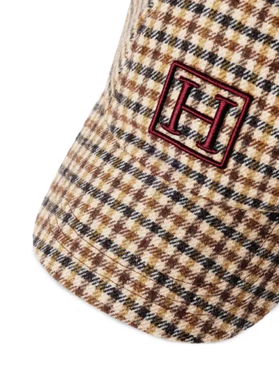 Hackett London Check-pattern Logo-embroidered Cap In Brown