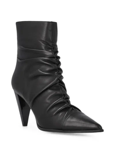 Pinko Ruched Pointed-toe Ankle Boots In Black